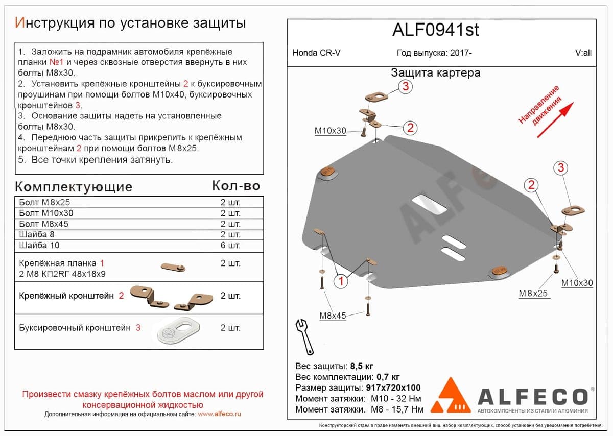 Защита картера и КПП Honda CR-V V 2017-…